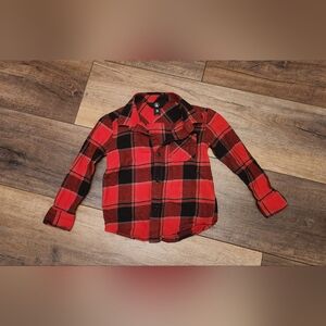 4T Volcom Red and Black Plaid Kids Shirt